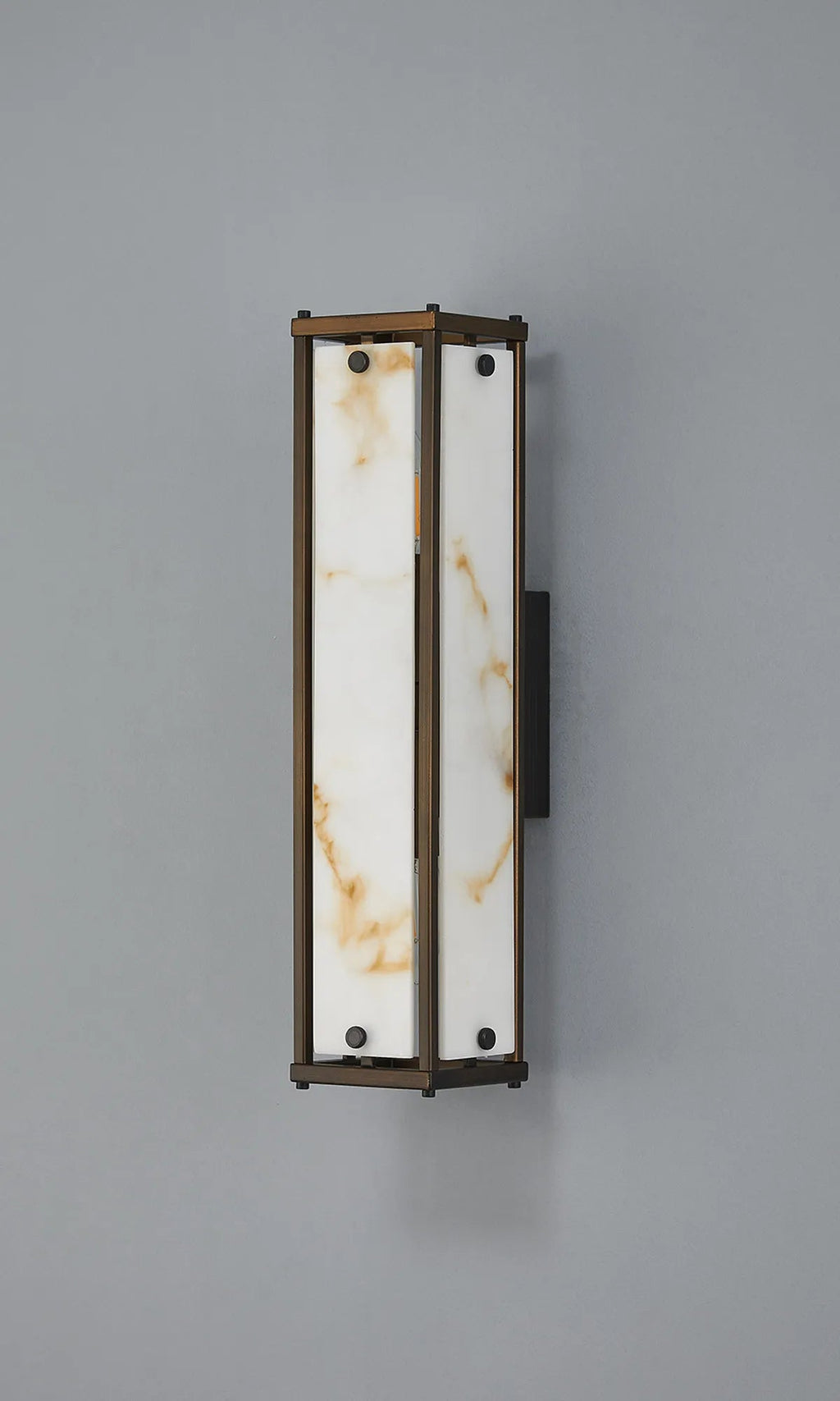 Luminosity Designs Ltd - Sherlock 40cm Rectangular Wall Light, 2 Light E14, IP44, Painted Bronze with Faux Alabaster Glass - Luminosity Designs Ltd