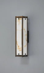 Luminosity Designs Ltd - Sherlock 40cm Rectangular Wall Light, 2 Light E14, IP44, Painted Bronze with Faux Alabaster Glass - Luminosity Designs Ltd