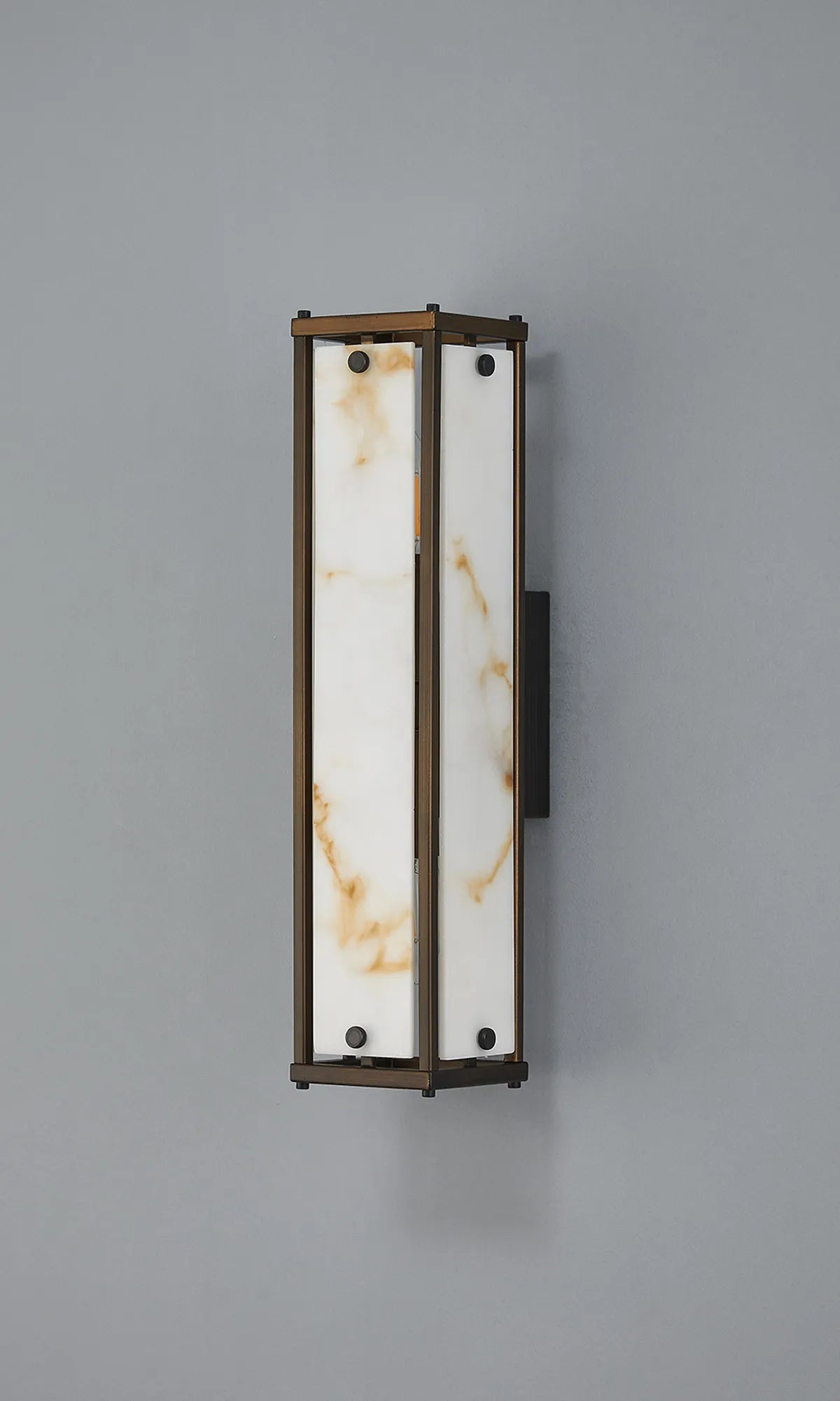 Luminosity Designs Ltd - Sherlock 40cm Rectangular Wall Light, 2 Light E14, IP44, Painted Bronze with Faux Alabaster Glass - Luminosity Designs Ltd