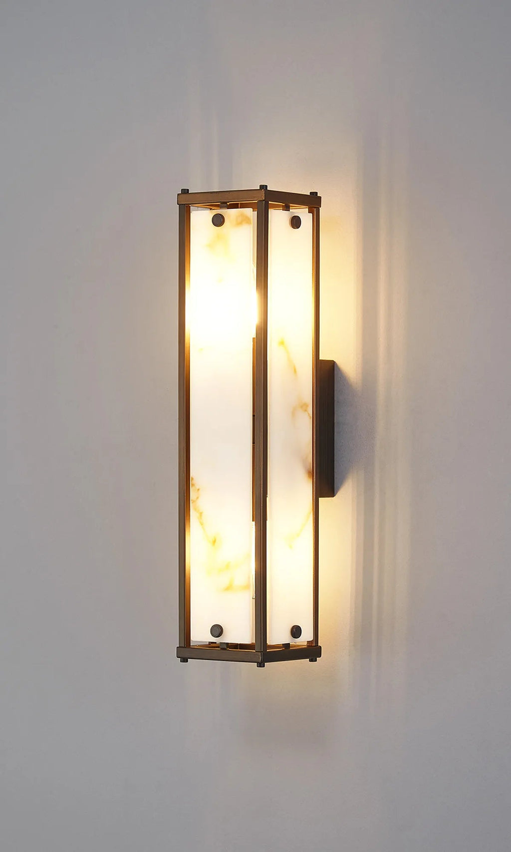 Luminosity Designs Ltd - Sherlock 40cm Rectangular Wall Light, 2 Light E14, IP44, Painted Bronze with Faux Alabaster Glass - Luminosity Designs Ltd