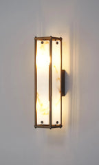 Luminosity Designs Ltd - Sherlock 40cm Rectangular Wall Light, 2 Light E14, IP44, Painted Bronze with Faux Alabaster Glass - Luminosity Designs Ltd