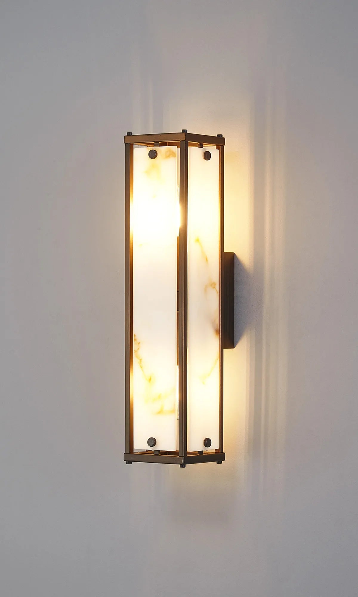 Luminosity Designs Ltd - Sherlock 40cm Rectangular Wall Light, 2 Light E14, IP44, Painted Bronze with Faux Alabaster Glass - Luminosity Designs Ltd