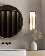 Luminosity Designs Ltd - Sherlock 40cm Rectangular Wall Light, 2 Light E14, IP44, Painted Bronze with Faux Alabaster Glass - Luminosity Designs Ltd