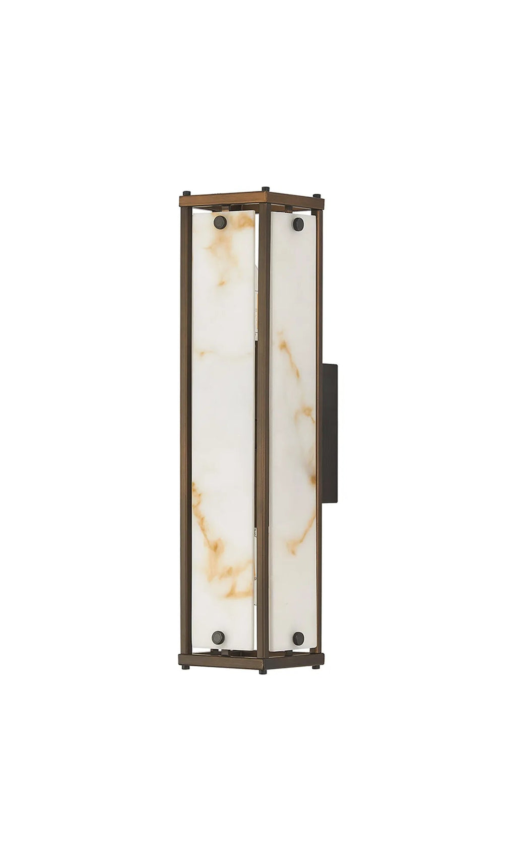 Luminosity Designs Ltd - Sherlock 40cm Rectangular Wall Light, 2 Light E14, IP44, Painted Bronze with Faux Alabaster Glass - Luminosity Designs Ltd