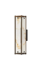 Luminosity Designs Ltd - Sherlock 40cm Rectangular Wall Light, 2 Light E14, IP44, Painted Bronze with Faux Alabaster Glass - Luminosity Designs Ltd