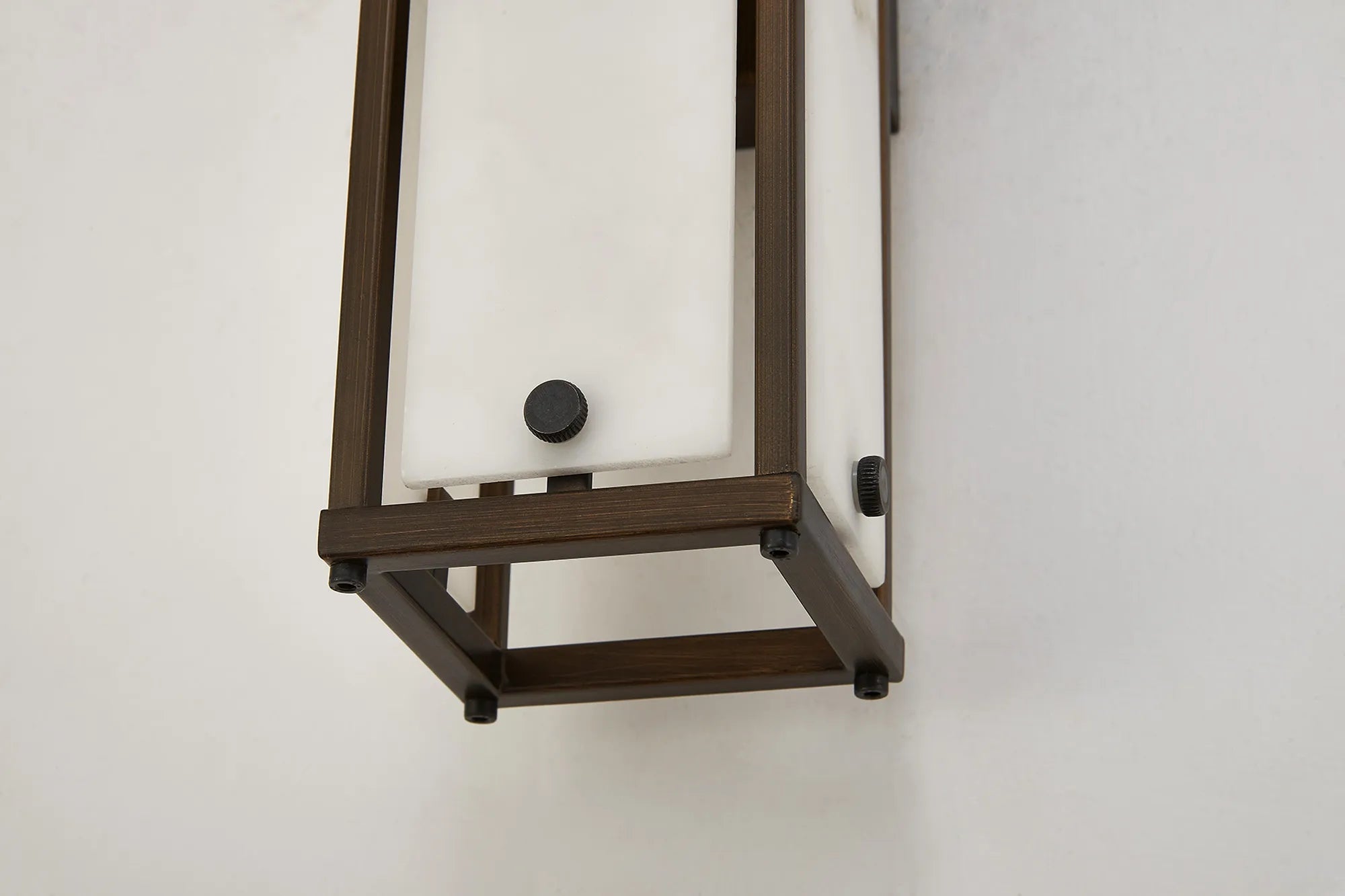 Luminosity Designs Ltd - Sherlock 40cm Rectangular Wall Light, 2 Light E14, IP44, Painted Bronze with Faux Alabaster Glass - Luminosity Designs Ltd