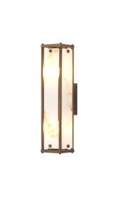 Luminosity Designs Ltd - Sherlock 40cm Rectangular Wall Light, 2 Light E14, IP44, Painted Bronze with Faux Alabaster Glass - Luminosity Designs Ltd