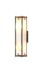 Luminosity Designs Ltd - Sherlock 40cm Rectangular Wall Light, 2 Light E14, IP44, Painted Bronze with Faux Alabaster Glass - Luminosity Designs Ltd