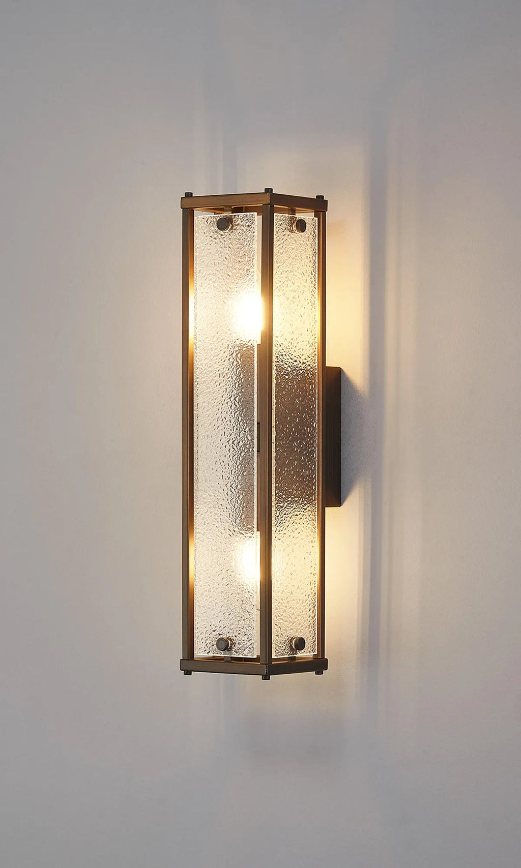 Luminosity Designs Ltd - Sherlock 40cm Rectangular Wall Light, 2 Light E14, IP44, Painted Bronze with Faux Alabaster Glass - Luminosity Designs Ltd