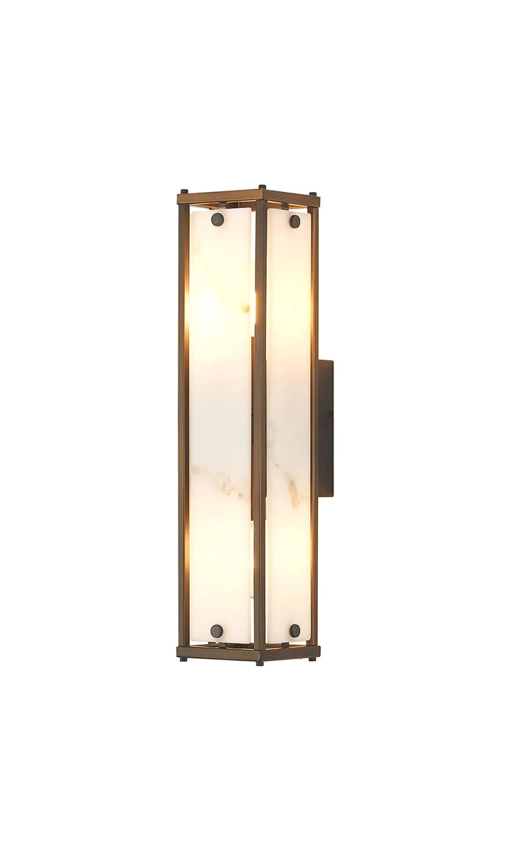 Luminosity Designs Ltd - Sherlock 40cm Rectangular Wall Light, 2 Light E14, IP44, Painted Bronze with Faux Alabaster Glass - Luminosity Designs Ltd