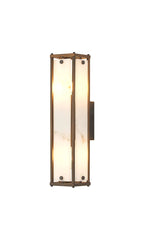 Luminosity Designs Ltd - Sherlock 40cm Rectangular Wall Light, 2 Light E14, IP44, Painted Bronze with Faux Alabaster Glass - Luminosity Designs Ltd