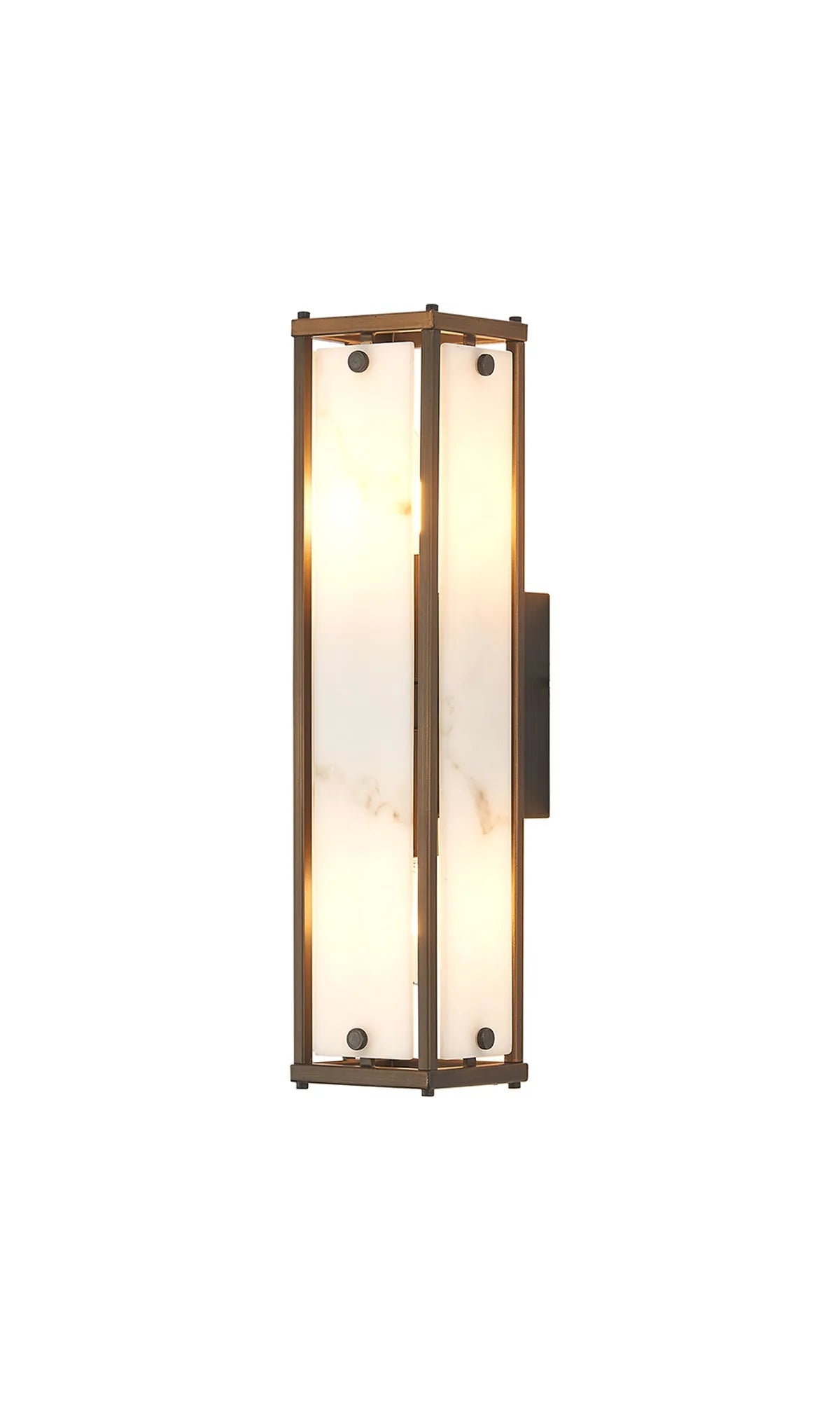 Luminosity Designs Ltd - Sherlock 40cm Rectangular Wall Light, 2 Light E14, IP44, Painted Bronze with Faux Alabaster Glass - Luminosity Designs Ltd