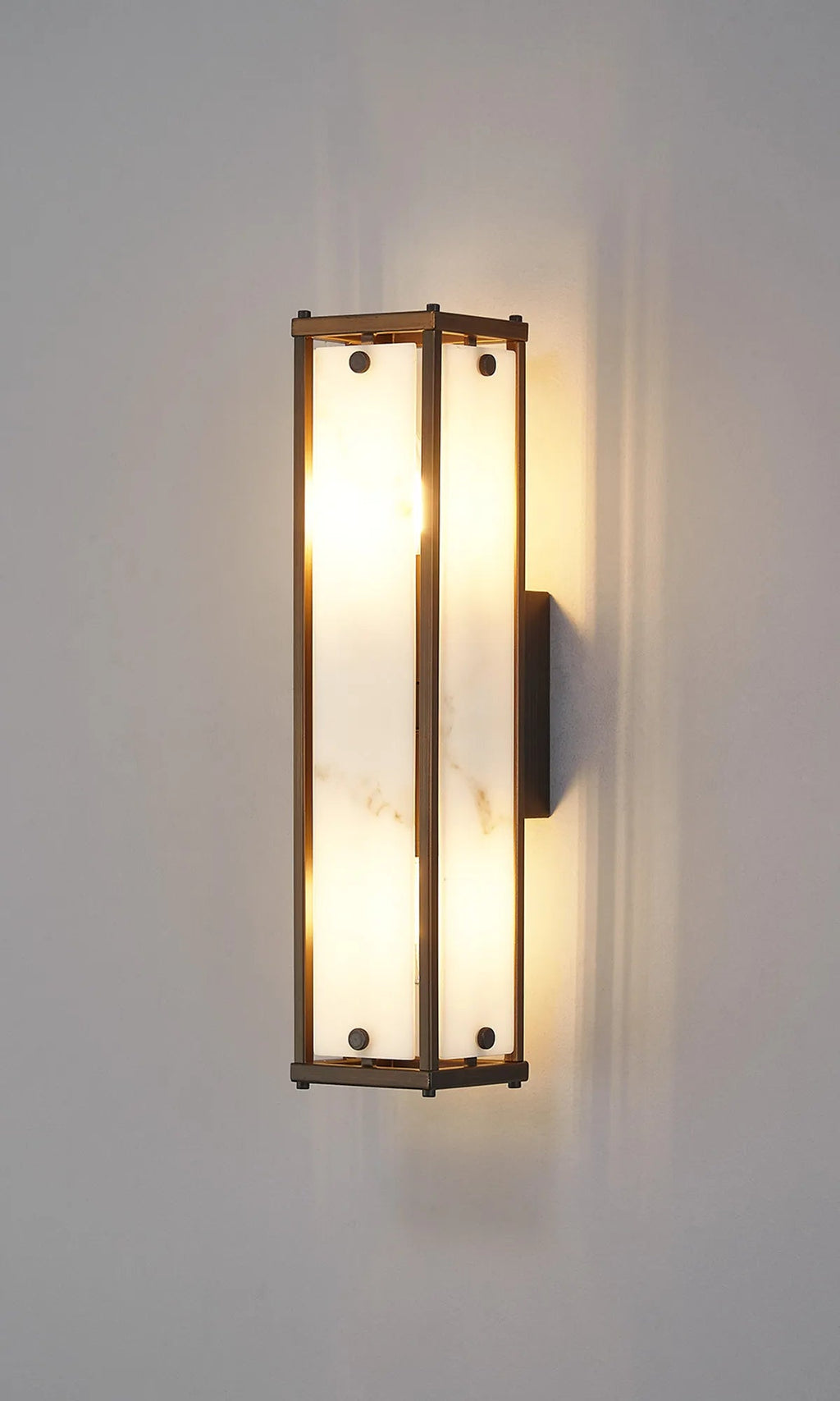 Luminosity Designs Ltd - Sherlock 40cm Rectangular Wall Light, 2 Light E14, IP44, Painted Bronze with Faux Alabaster Glass - Luminosity Designs Ltd