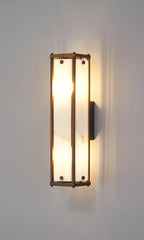 Luminosity Designs Ltd - Sherlock 40cm Rectangular Wall Light, 2 Light E14, IP44, Painted Bronze with Faux Alabaster Glass - Luminosity Designs Ltd