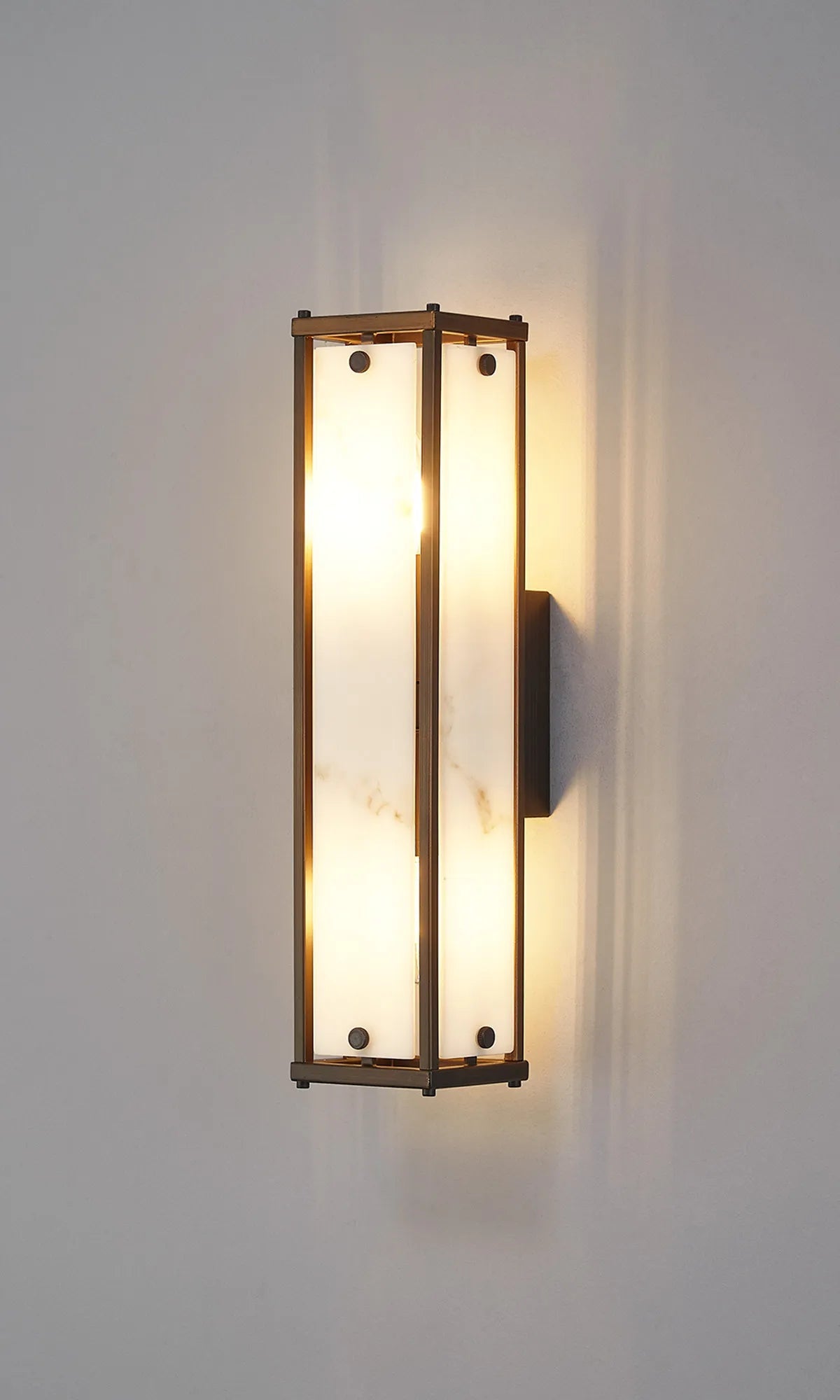 Luminosity Designs Ltd - Sherlock 40cm Rectangular Wall Light, 2 Light E14, IP44, Painted Bronze with Faux Alabaster Glass - Luminosity Designs Ltd