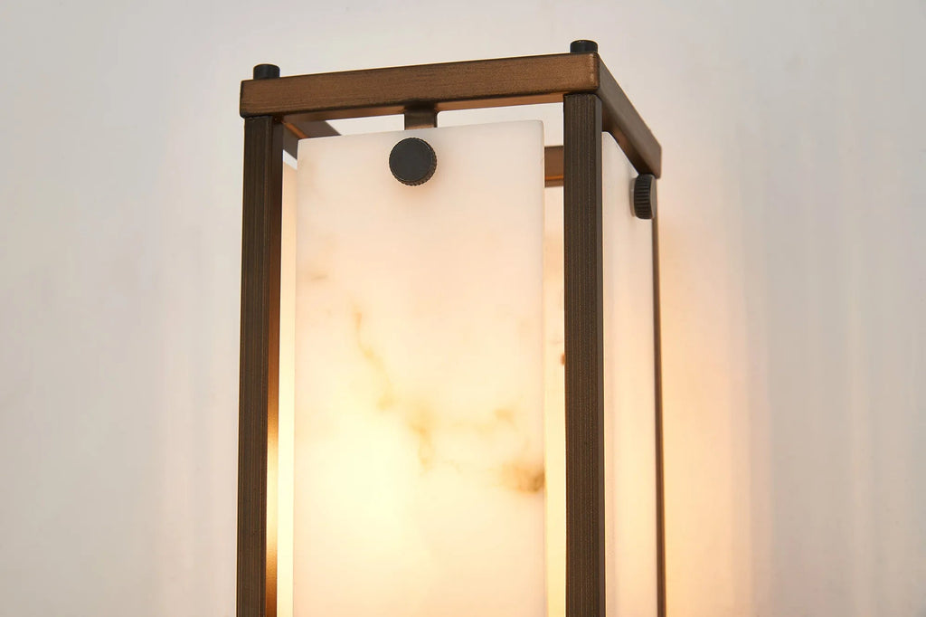Luminosity Designs Ltd - Sherlock 40cm Rectangular Wall Light, 2 Light E14, IP44, Painted Bronze with Faux Alabaster Glass - Luminosity Designs Ltd