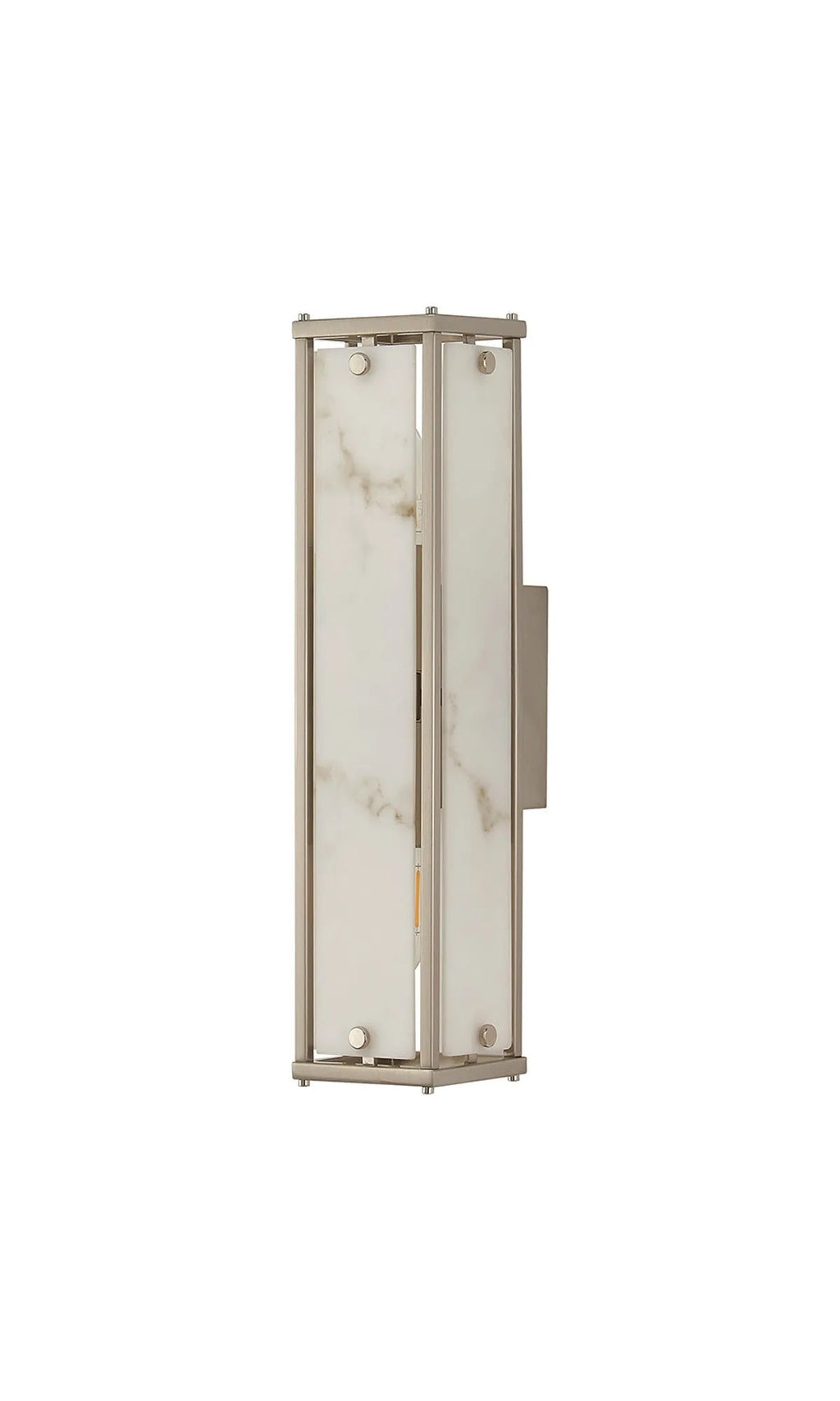 Luminosity Designs Ltd - Sherlock 40cm Rectangular Wall Light, 2 Light E14, IP44, Satin Nickel with Faux Alabaster Glass - Luminosity Designs Ltd