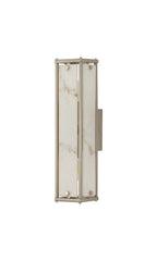 Luminosity Designs Ltd - Sherlock 40cm Rectangular Wall Light, 2 Light E14, IP44, Satin Nickel with Faux Alabaster Glass - Luminosity Designs Ltd