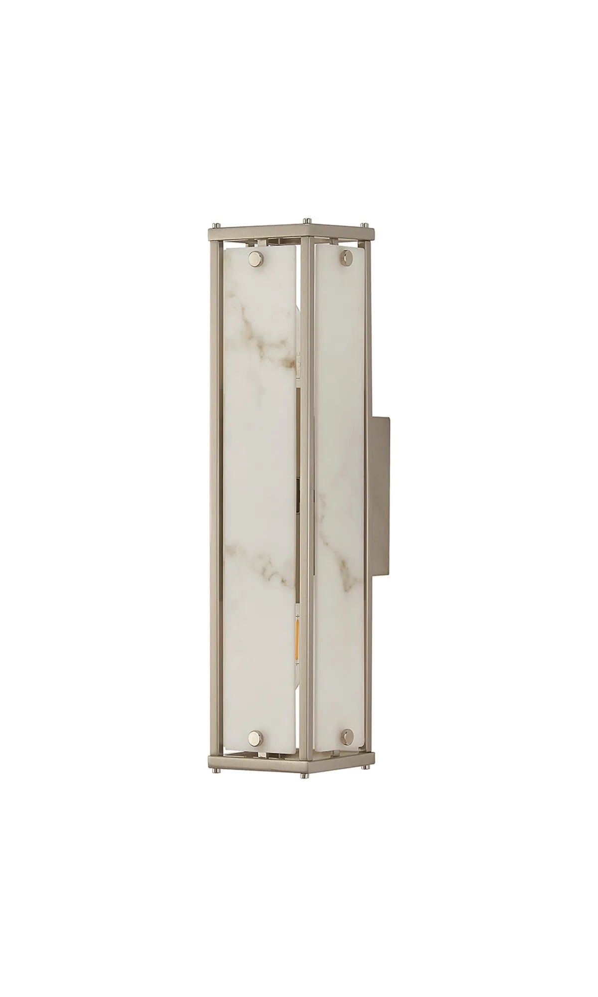 Luminosity Designs Ltd - Sherlock 40cm Rectangular Wall Light, 2 Light E14, IP44, Satin Nickel with Faux Alabaster Glass - Luminosity Designs Ltd