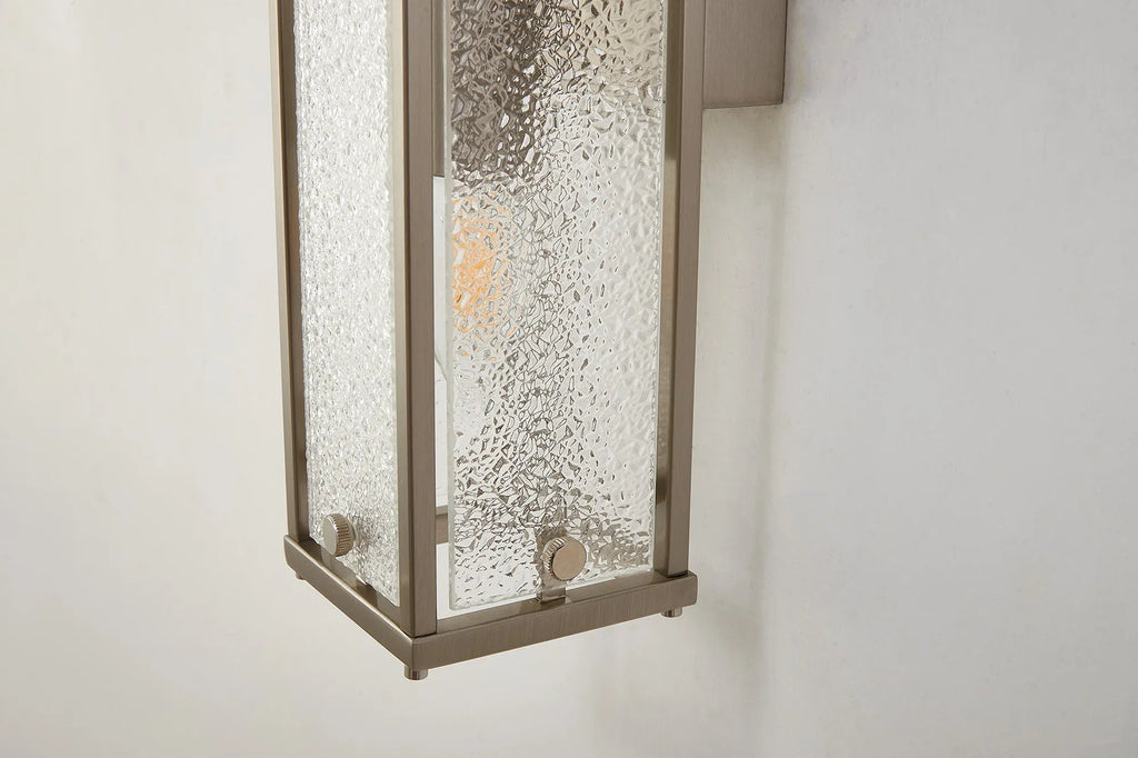 Luminosity Designs Ltd - Sherlock 40cm Rectangular Wall Light, 2 Light E14, IP44, Satin Nickel with Faux Alabaster Glass - Luminosity Designs Ltd
