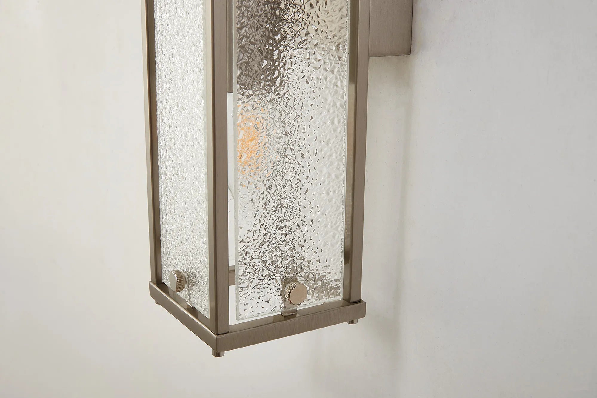Luminosity Designs Ltd - Sherlock 40cm Rectangular Wall Light, 2 Light E14, IP44, Satin Nickel with Faux Alabaster Glass - Luminosity Designs Ltd
