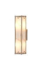 Luminosity Designs Ltd - Sherlock 40cm Rectangular Wall Light, 2 Light E14, IP44, Satin Nickel with Faux Alabaster Glass - Luminosity Designs Ltd