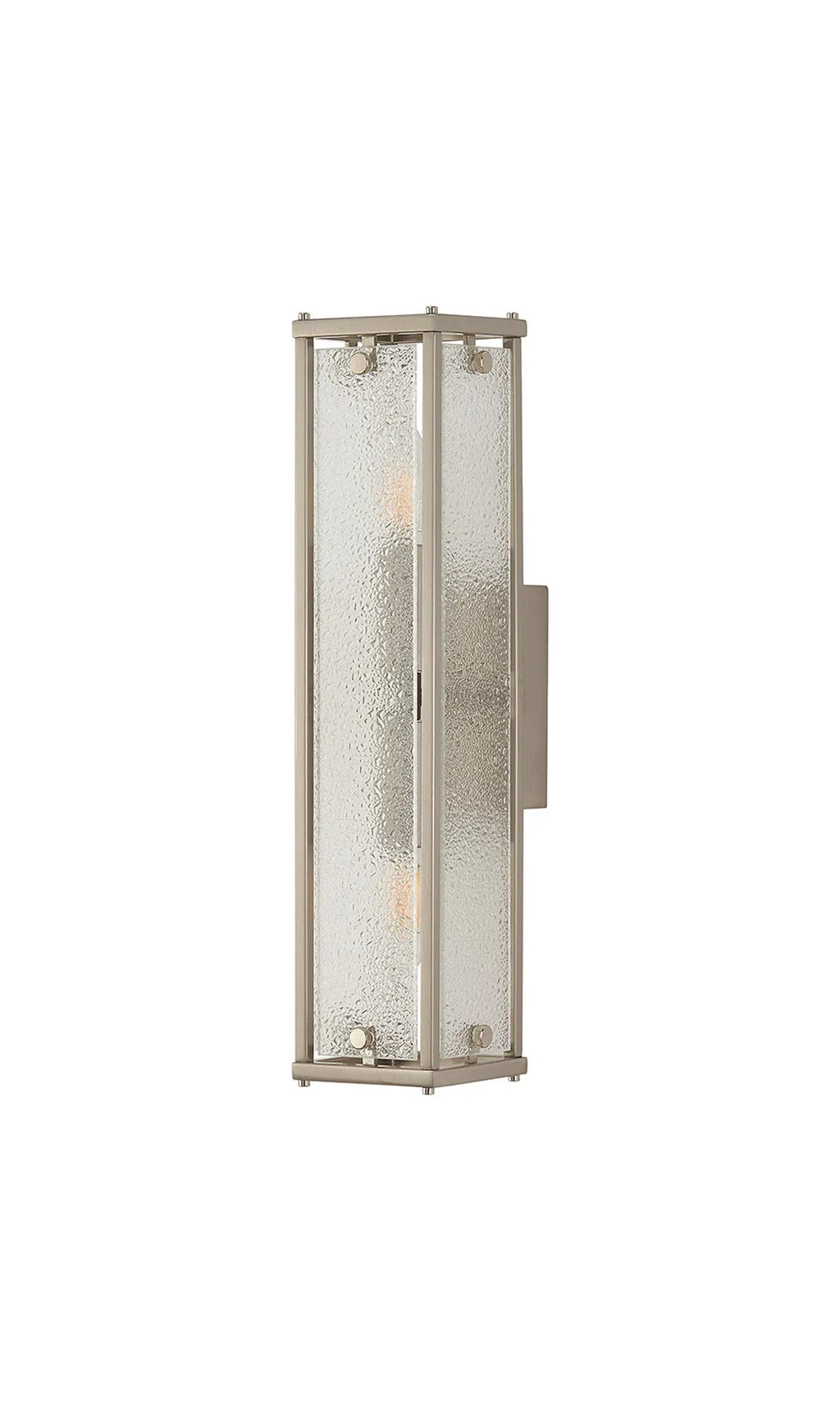 Luminosity Designs Ltd - Sherlock 40cm Rectangular Wall Light, 2 Light E14, IP44, Satin Nickel with Faux Alabaster Glass - Luminosity Designs Ltd