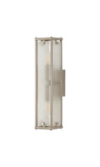 Luminosity Designs Ltd - Sherlock 40cm Rectangular Wall Light, 2 Light E14, IP44, Satin Nickel with Faux Alabaster Glass - Luminosity Designs Ltd