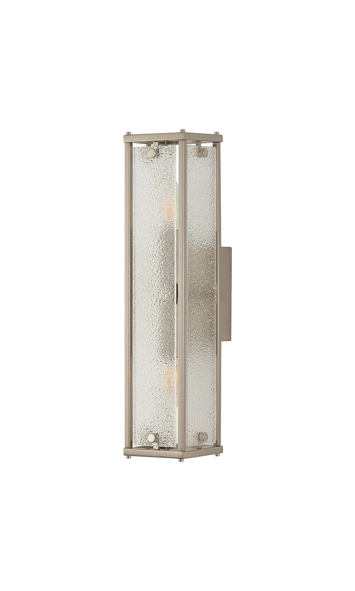Luminosity Designs Ltd - Sherlock 40cm Rectangular Wall Light, 2 Light E14, IP44, Satin Nickel with Faux Alabaster Glass - Luminosity Designs Ltd