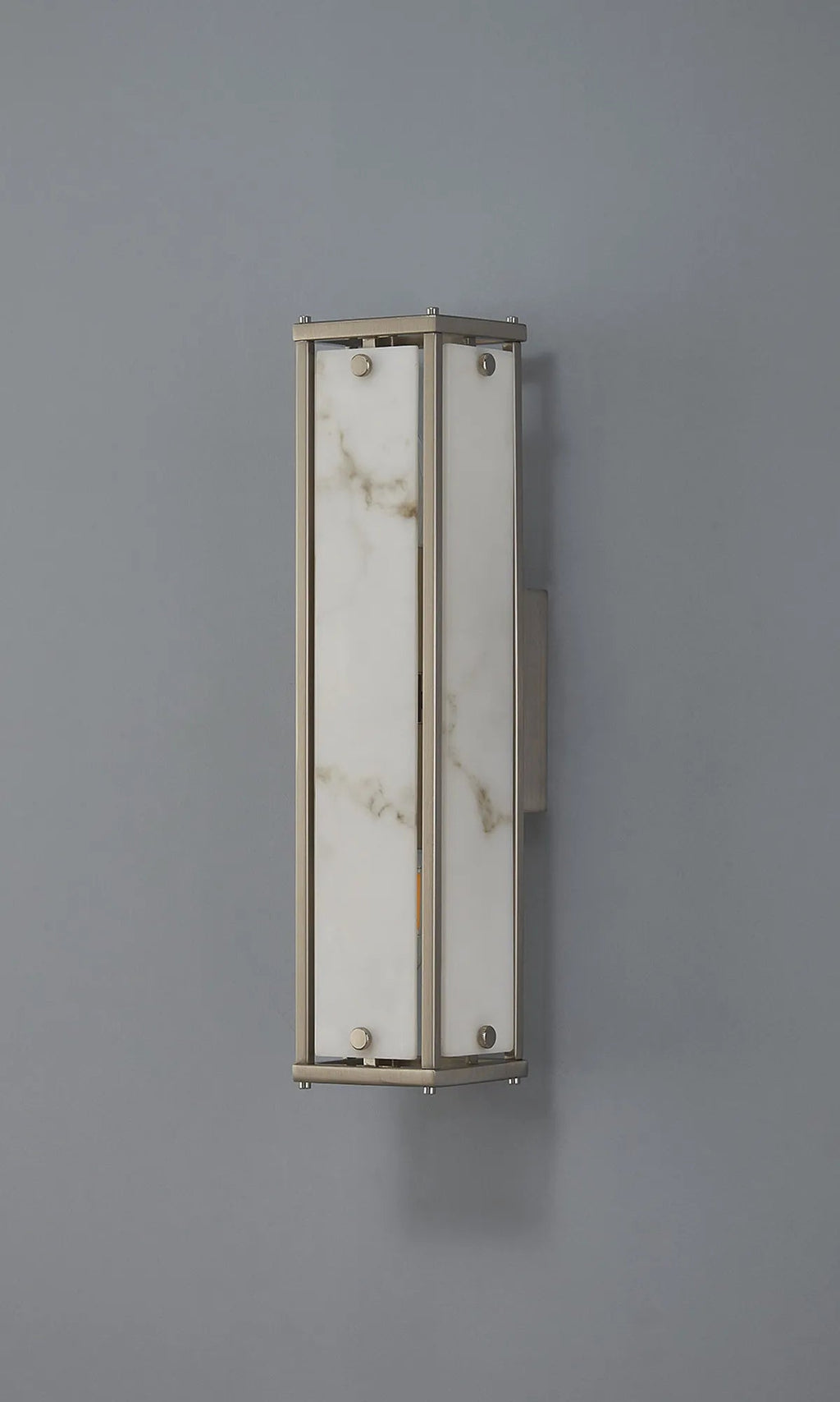 Luminosity Designs Ltd - Sherlock 40cm Rectangular Wall Light, 2 Light E14, IP44, Satin Nickel with Faux Alabaster Glass - Luminosity Designs Ltd