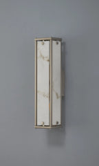 Luminosity Designs Ltd - Sherlock 40cm Rectangular Wall Light, 2 Light E14, IP44, Satin Nickel with Faux Alabaster Glass - Luminosity Designs Ltd