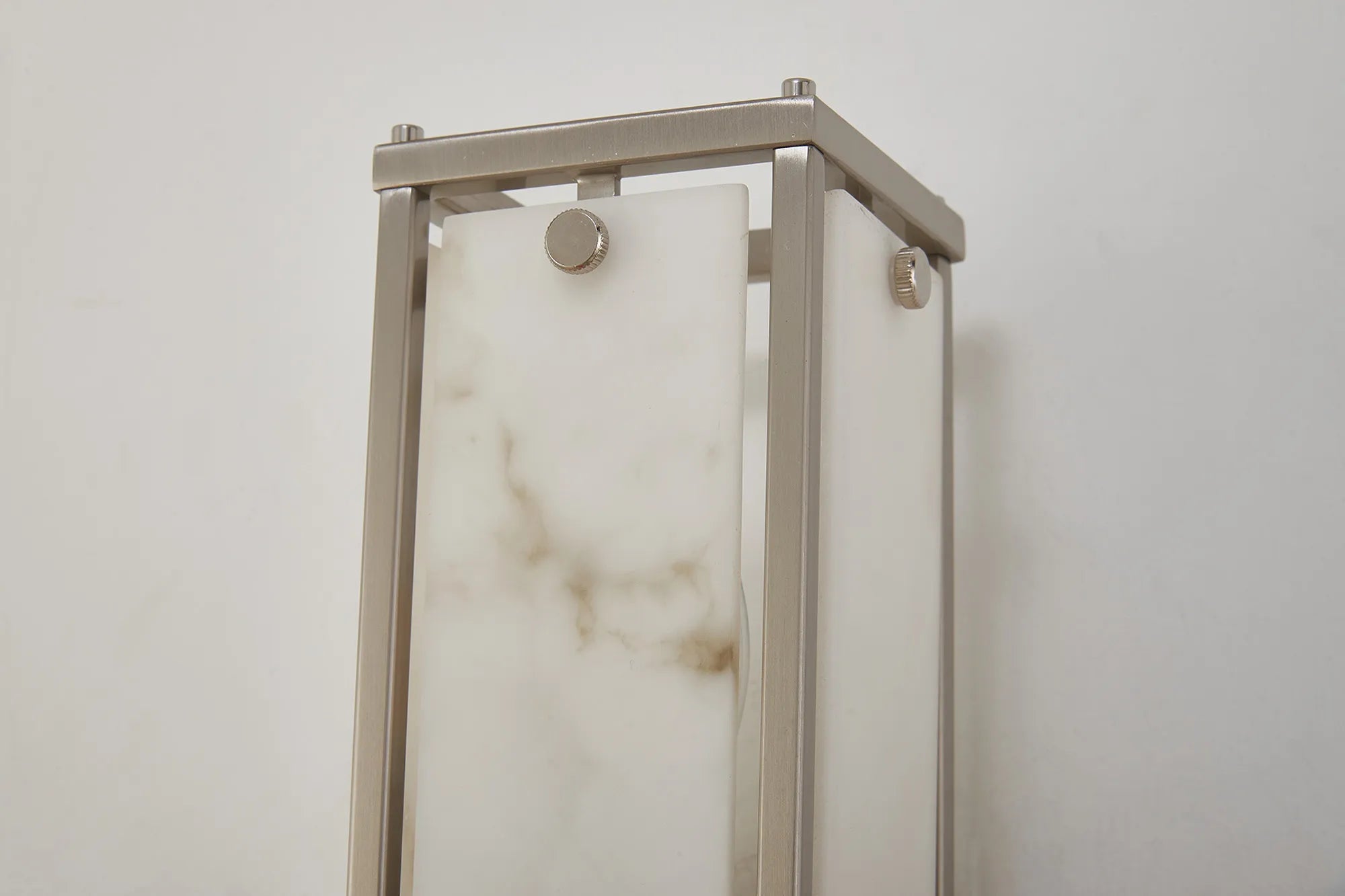 Luminosity Designs Ltd - Sherlock 40cm Rectangular Wall Light, 2 Light E14, IP44, Satin Nickel with Faux Alabaster Glass - Luminosity Designs Ltd