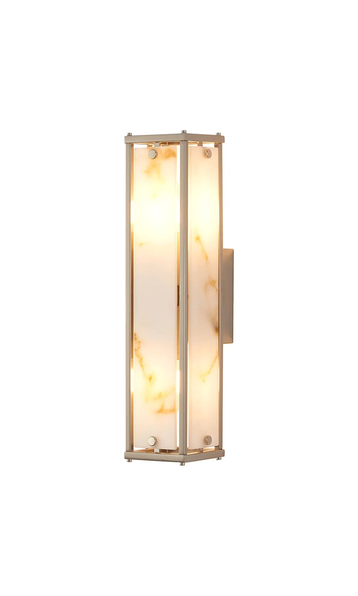 Luminosity Designs Ltd - Sherlock 40cm Rectangular Wall Light, 2 Light E14, IP44, Satin Nickel with Faux Alabaster Glass - Luminosity Designs Ltd