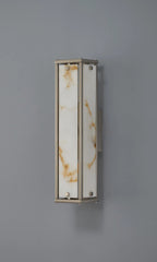 Luminosity Designs Ltd - Sherlock 40cm Rectangular Wall Light, 2 Light E14, IP44, Satin Nickel with Faux Alabaster Glass - Luminosity Designs Ltd