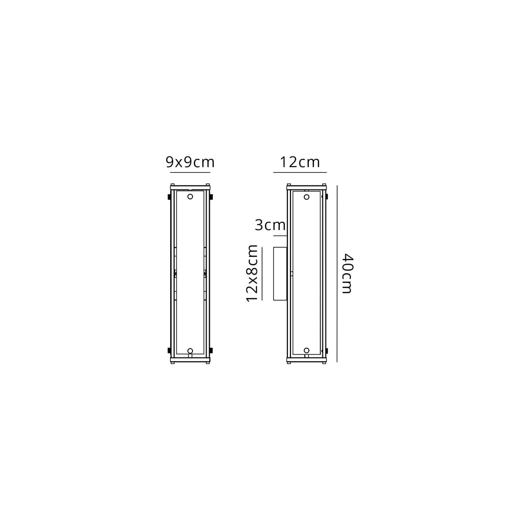 Luminosity Designs Ltd - Sherlock 40cm Rectangular Wall Light, 2 Light E14, IP44, Satin Nickel with Faux Alabaster Glass - Luminosity Designs Ltd