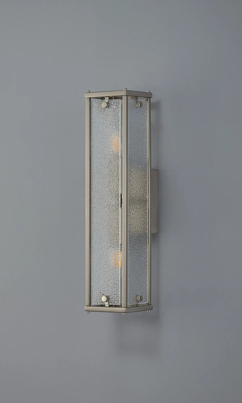 Luminosity Designs Ltd - Sherlock 40cm Rectangular Wall Light, 2 Light E14, IP44, Satin Nickel with Faux Alabaster Glass - Luminosity Designs Ltd