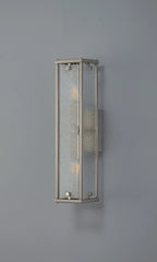 Luminosity Designs Ltd - Sherlock 40cm Rectangular Wall Light, 2 Light E14, IP44, Satin Nickel with Faux Alabaster Glass - Luminosity Designs Ltd