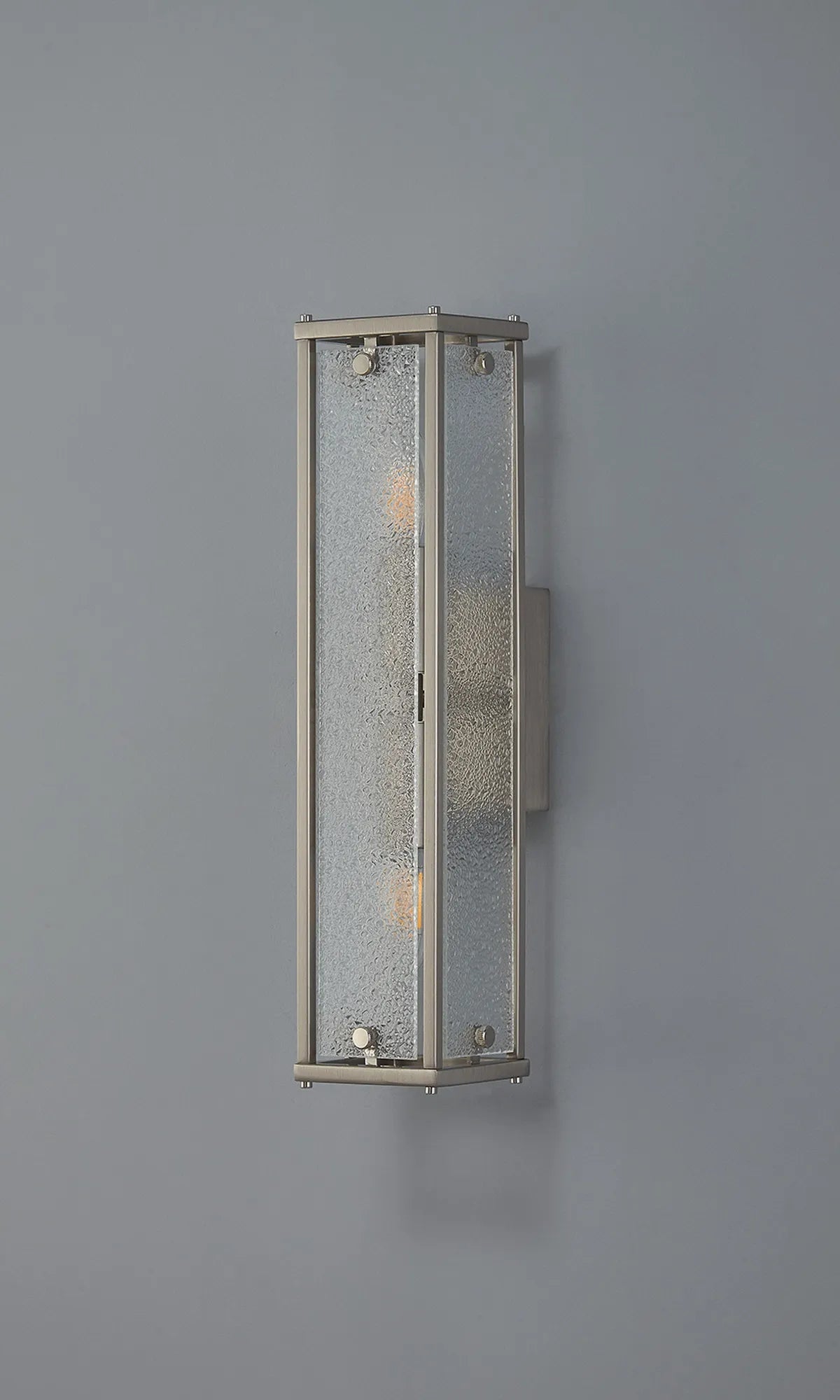 Luminosity Designs Ltd - Sherlock 40cm Rectangular Wall Light, 2 Light E14, IP44, Satin Nickel with Faux Alabaster Glass - Luminosity Designs Ltd