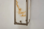 Luminosity Designs Ltd - Sherlock 40cm Rectangular Wall Light, 2 Light E14, IP44, Satin Nickel with Faux Alabaster Glass - Luminosity Designs Ltd