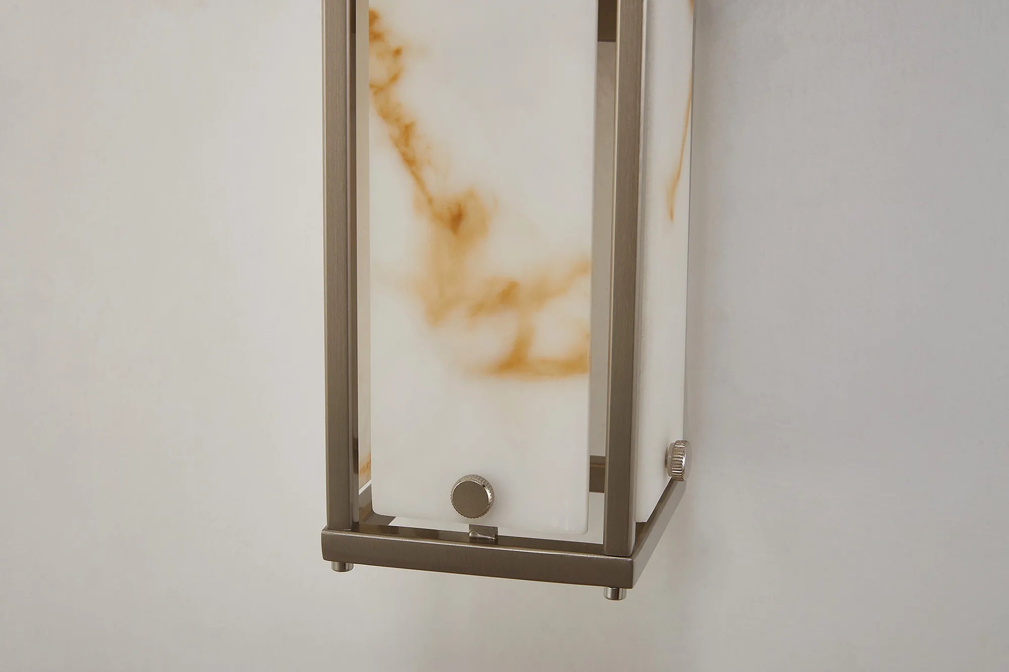 Luminosity Designs Ltd - Sherlock 40cm Rectangular Wall Light, 2 Light E14, IP44, Satin Nickel with Faux Alabaster Glass - Luminosity Designs Ltd