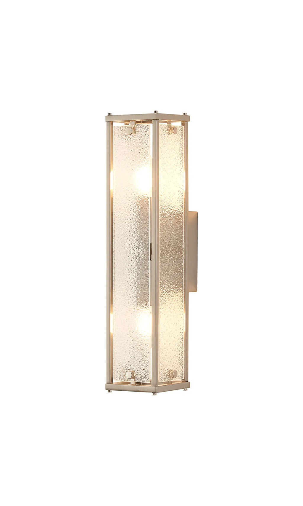Luminosity Designs Ltd - Sherlock 40cm Rectangular Wall Light, 2 Light E14, IP44, Satin Nickel with Faux Alabaster Glass - Luminosity Designs Ltd