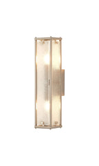 Luminosity Designs Ltd - Sherlock 40cm Rectangular Wall Light, 2 Light E14, IP44, Satin Nickel with Faux Alabaster Glass - Luminosity Designs Ltd