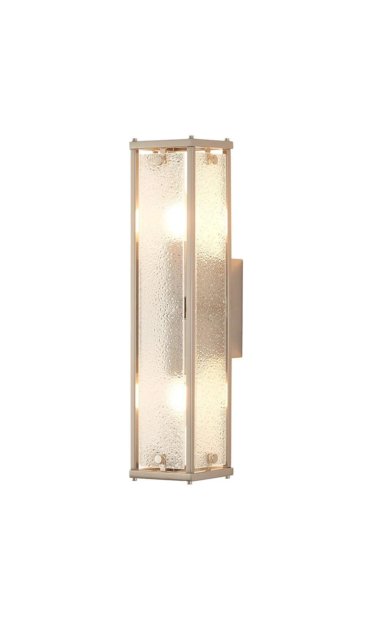Luminosity Designs Ltd - Sherlock 40cm Rectangular Wall Light, 2 Light E14, IP44, Satin Nickel with Faux Alabaster Glass - Luminosity Designs Ltd