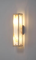 Luminosity Designs Ltd - Sherlock 40cm Rectangular Wall Light, 2 Light E14, IP44, Satin Nickel with Faux Alabaster Glass - Luminosity Designs Ltd