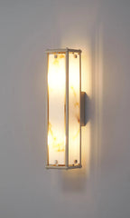 Luminosity Designs Ltd - Sherlock 40cm Rectangular Wall Light, 2 Light E14, IP44, Satin Nickel with Faux Alabaster Glass - Luminosity Designs Ltd