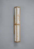 Luminosity Designs Ltd - Sherlock 75cm Rectangular Wall Light, 4 Light E14, IP44, Antique Brass with Faux Alabaster Glass - Luminosity Designs Ltd