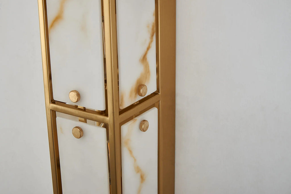 Luminosity Designs Ltd - Sherlock 75cm Rectangular Wall Light, 4 Light E14, IP44, Antique Brass with Faux Alabaster Glass - Luminosity Designs Ltd