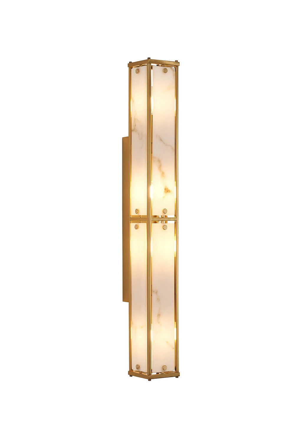 Luminosity Designs Ltd - Sherlock 75cm Rectangular Wall Light, 4 Light E14, IP44, Antique Brass with Faux Alabaster Glass - Luminosity Designs Ltd