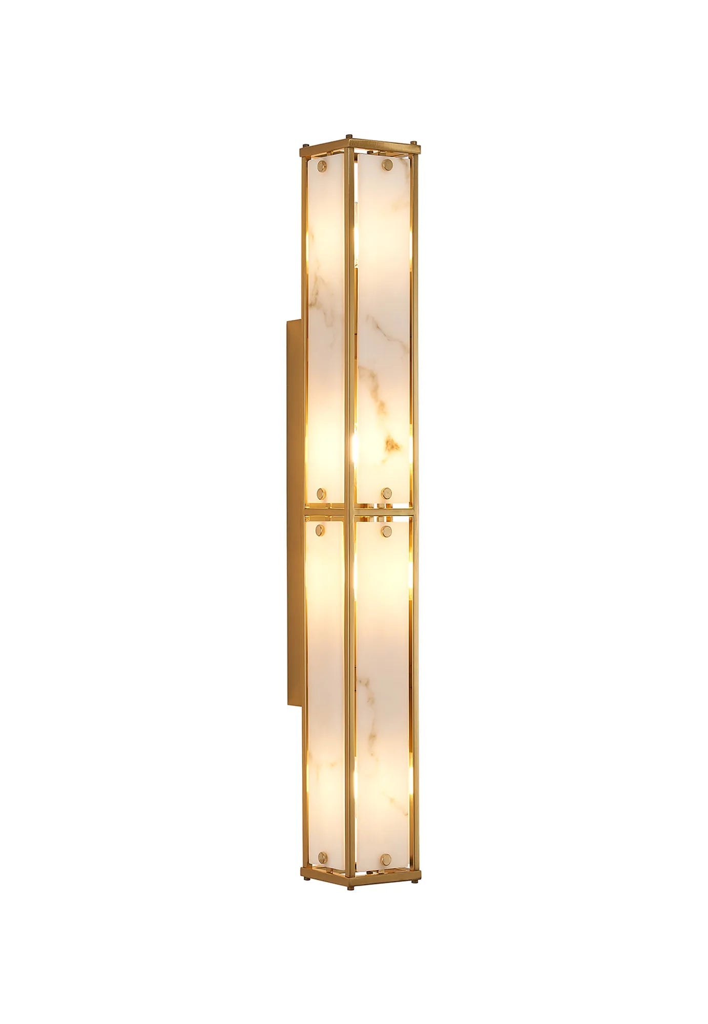 Luminosity Designs Ltd - Sherlock 75cm Rectangular Wall Light, 4 Light E14, IP44, Antique Brass with Faux Alabaster Glass - Luminosity Designs Ltd