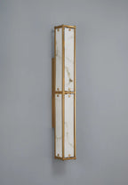 Luminosity Designs Ltd - Sherlock 75cm Rectangular Wall Light, 4 Light E14, IP44, Antique Brass with Faux Alabaster Glass - Luminosity Designs Ltd